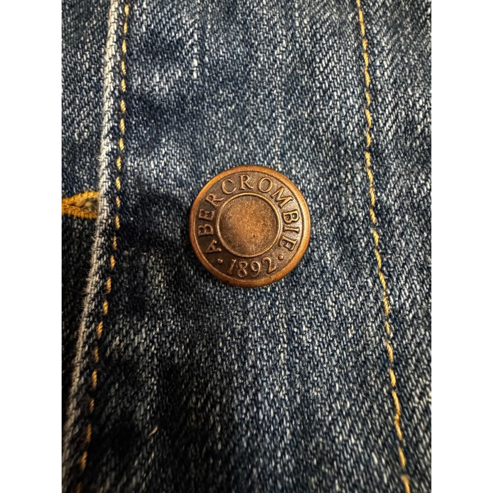 Abercrombie & Fitch Womens Denim Jacket Faux Fur Sherpa Lined Blue Small - Picture 10 of 12
